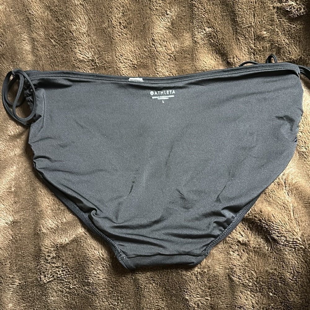 ATHLETA Adjustable Side Tie Black Bikini Bottoms Sz Large - Picture 4 of 6